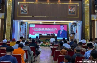 Anggota DPD/MPR-RI, Buya Muslim M. Yatim dalam kegiatan Sosialisasi Empat Pilar di aula DPW PKS Sumbar. Ist